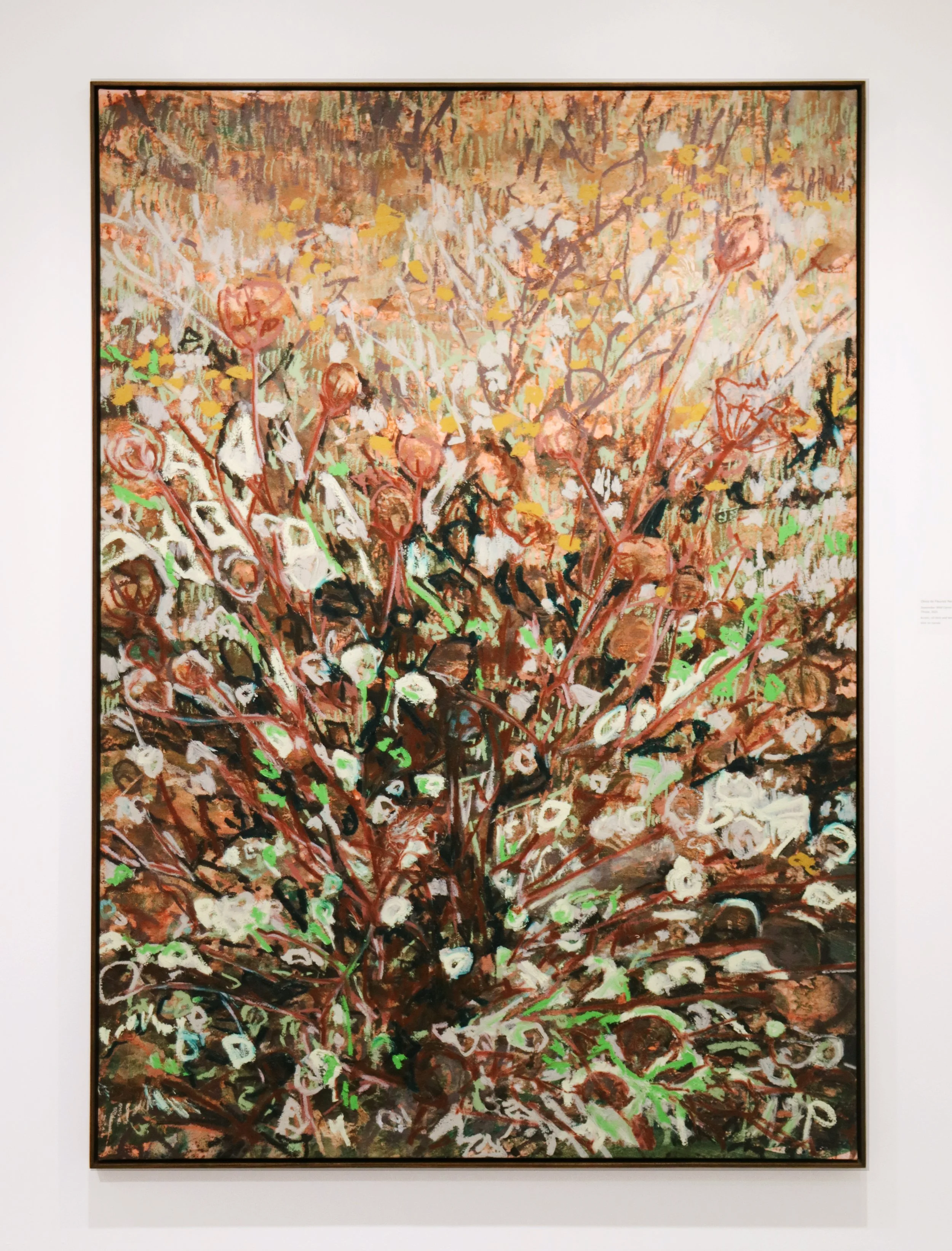 September Wild Carrot & Sow Thistle; Acrylic, oil stick and tempera paint stick, 79x56", 2025