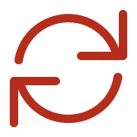 A circular arrow icon in red, indicating implementation.
