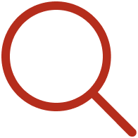A red magnifying glass icon indicating discovery