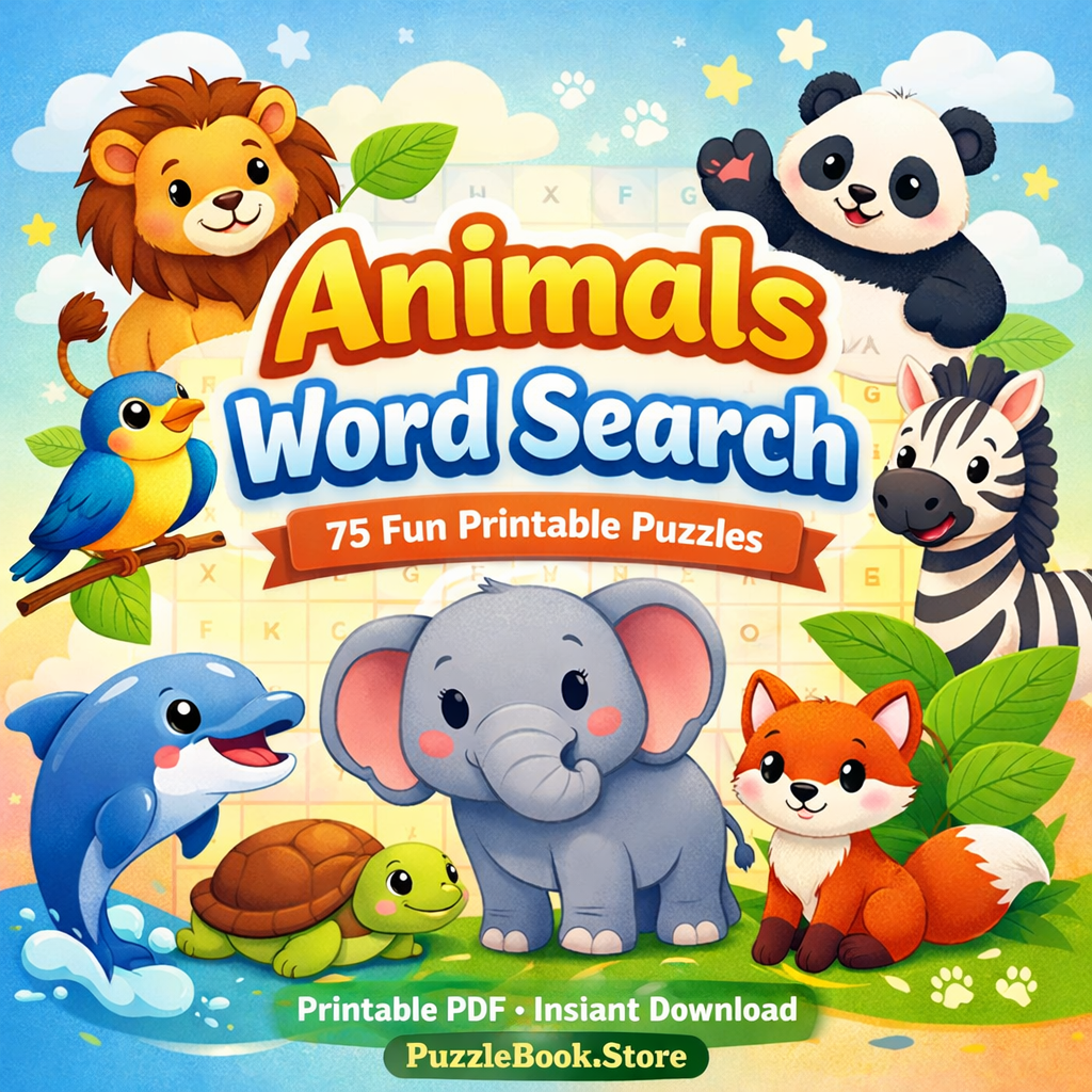 Animals Word Search – 75 Fun Printable Puzzles (PDF)