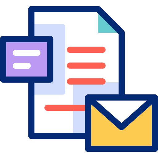 Icon of a document, chat bubble, and envelope indicating messaging or email communication