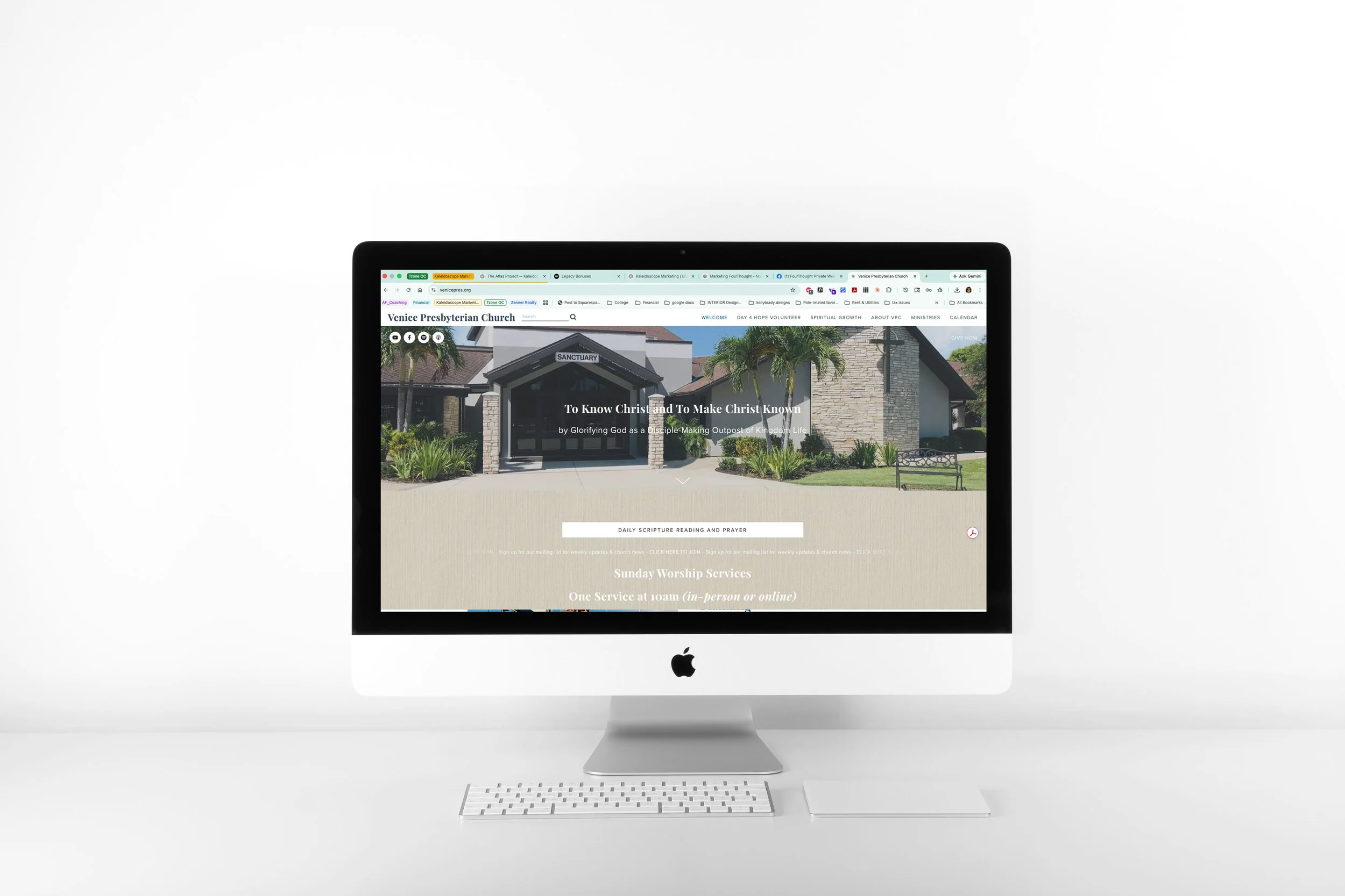 Venice Presbyterian Church (Squarespace)
Led the communications strategy and creative direction for the church’s digital presence during my tenure as Director of Communications. The website was designed to make the church feel welcoming, mission-driv