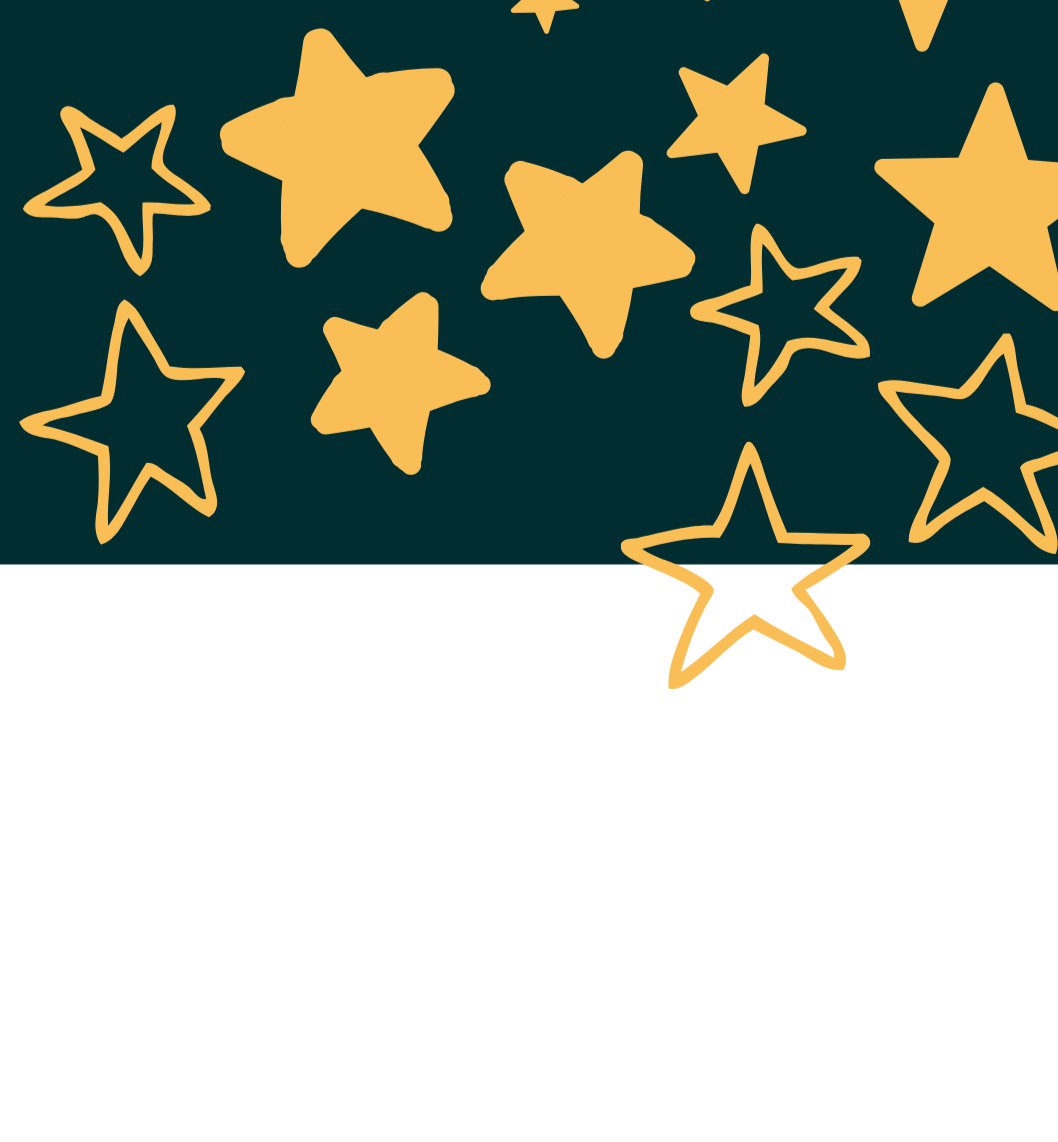A digital illustration of yellow stars, some filled and some outlined, scattered on a dark background.
