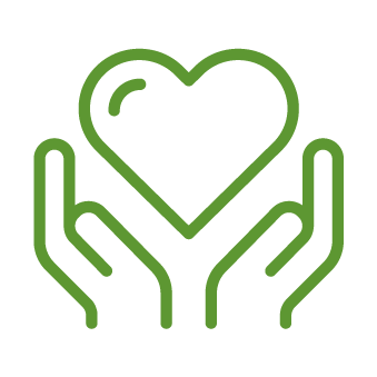 Two hands holding a heart symbol