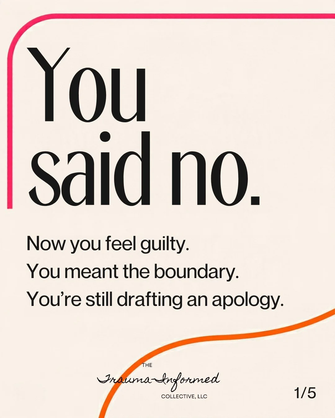 Saying no is even harder for the ones everyone depends on. If boundaries are supposed to protect your peace, then why is your stomach in knots for sticking to it? Guilt can make boundaries feel like you're letting everyone else down. 

If any of that