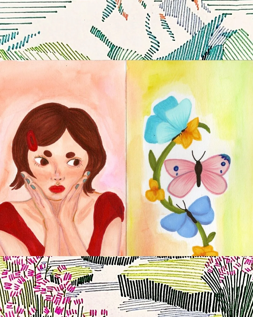 Guess I feel like spring already🍓✨

Scanned my sketch once again~ mixed media painting
with copic markers &amp; caliart alcohol markers, prisma colors &amp; watercolour for the background 💛

#mixedmediasketch #alcoholmarkers #alcoholmarker #alcohol