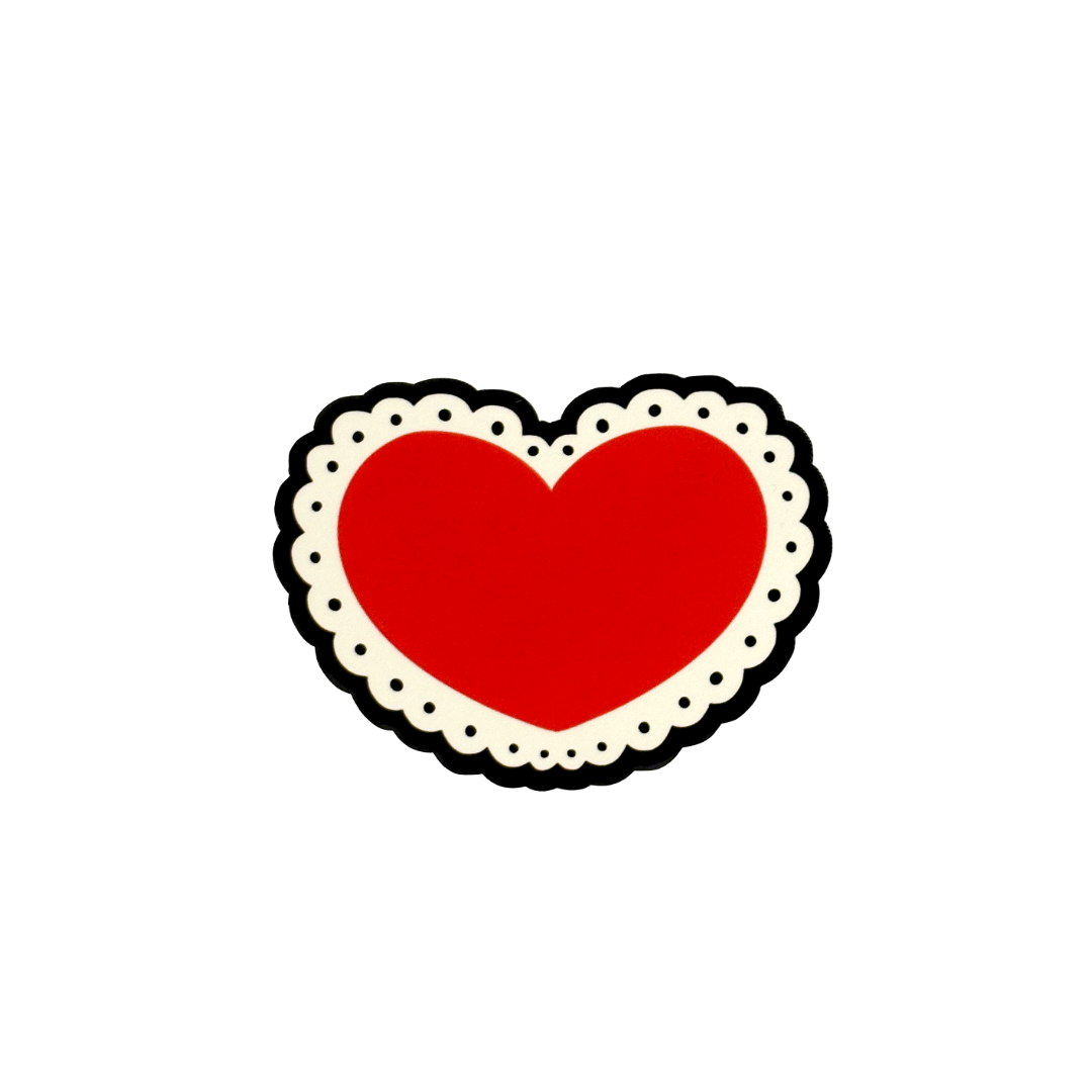 Red Valentine Heart ~ Black Outline