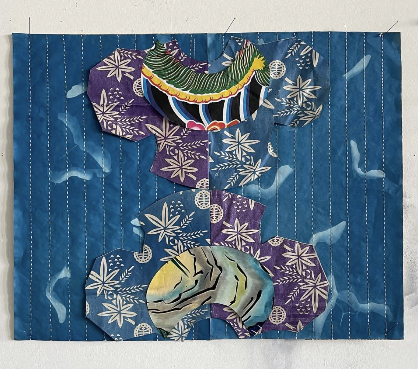  BLUE DRESS  
 Chinese joss paper, photogram paper, stitching 
17" x 22"  
2021 
 