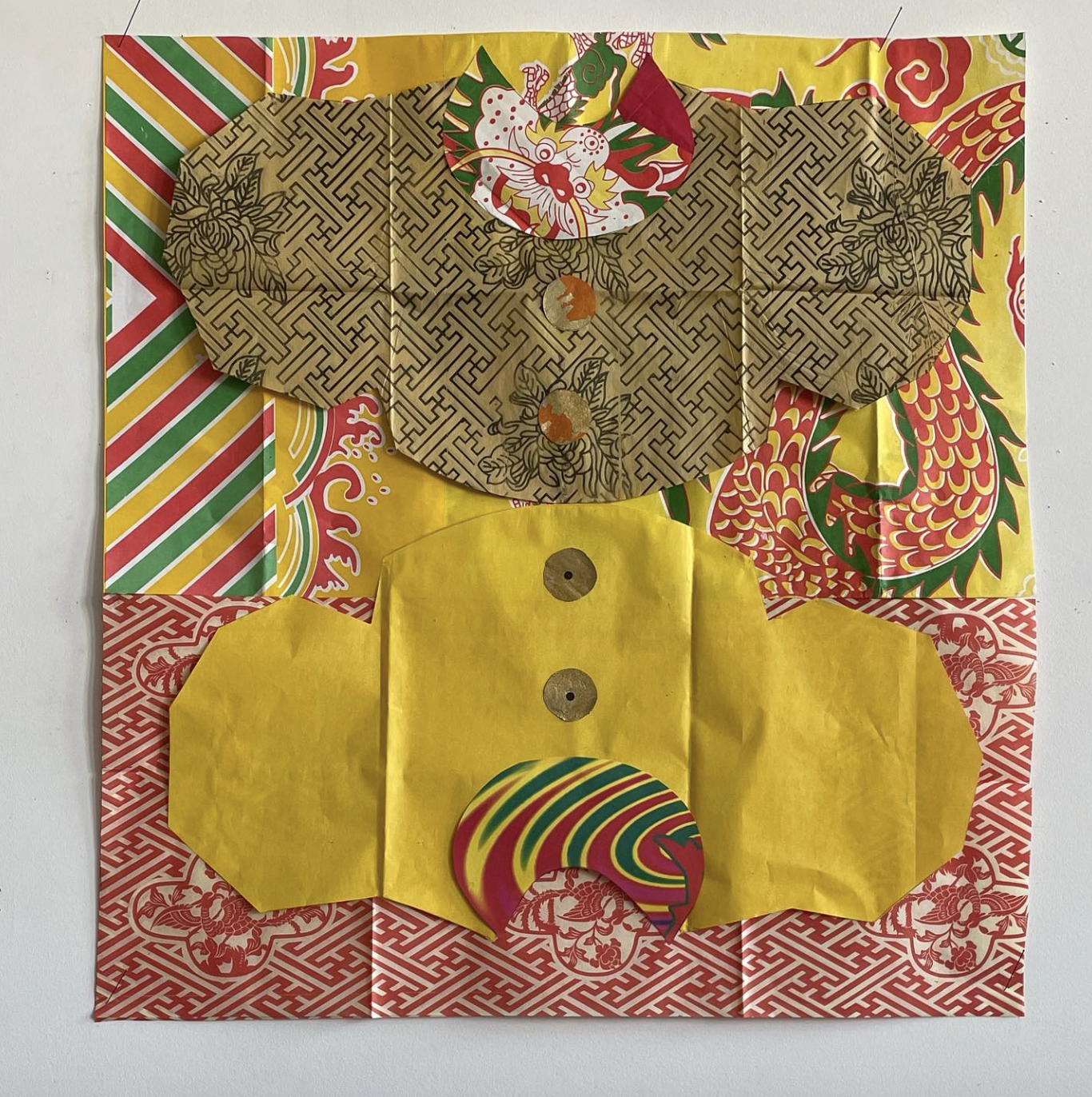  YELLOW DRESS  
 Chinese joss & wrapping papers 
28” x 27"  
2021 
 