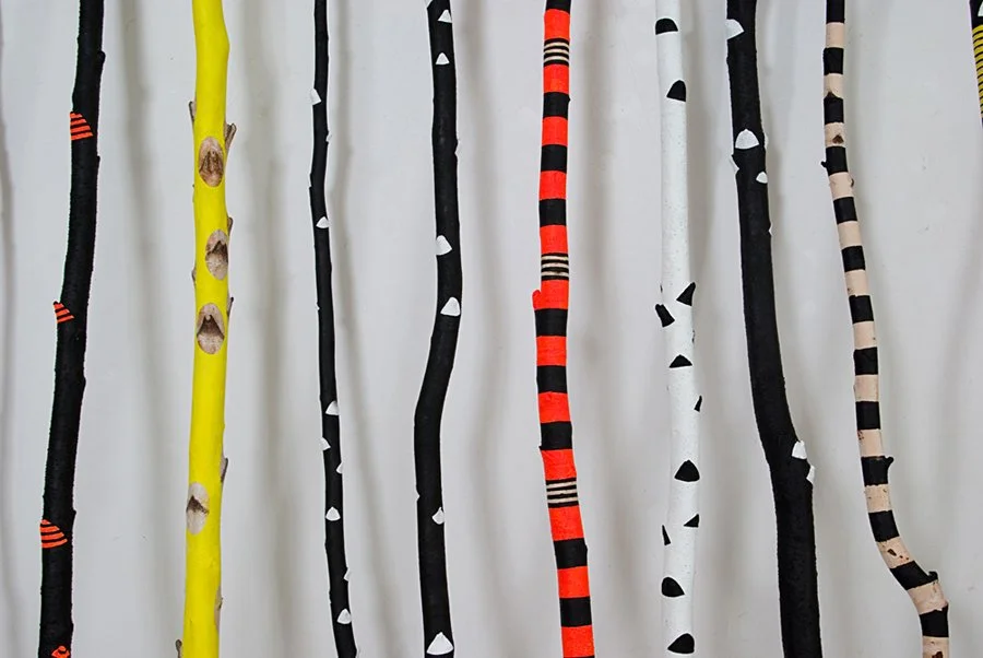  STANDING LIGHT,  detail 
Acrylic paint on birch saplings 
9' X 25' 
2008 
 