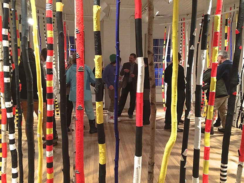  ROUNDABOUT  
 White birch and acrylic paint 
45' X 9' (installation variable) 
2014  
 