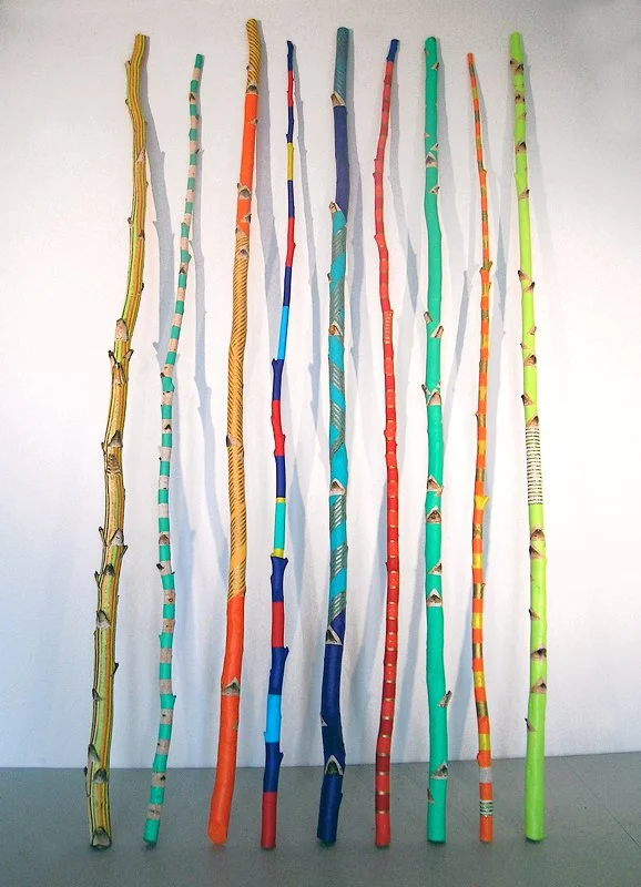  INDIAN SUMMER  
White birch, acrylic paint, gold gilt and glitter 
9' X 7' X 2', dimensions variable 
2010 
 