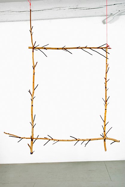  WINDOW    Acrylic paint, birch and cord balanced with no fastenings  108" X 96" X 12"   2007  