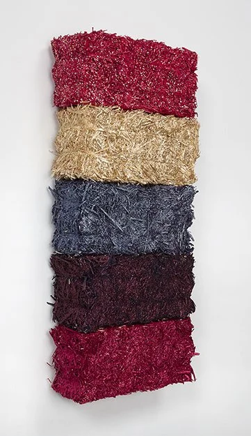  FIVE BALES  
 Straw bales, spray acrylic
paint and glitter 30” X 12” X 6”  
2016
 