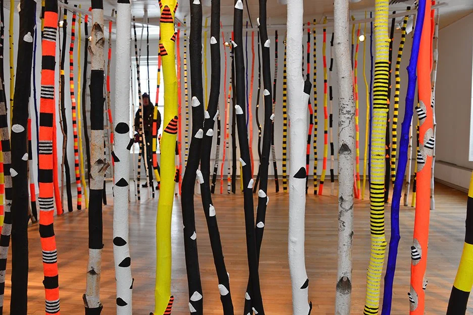  ROUNDABOUT  
 White birch and acrylic paint 
45' X 9' (installation variable) 
2014  
 