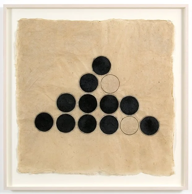  BLACK DOTS I   
 Collage, charcoal on handmade paper  
36" X 36"   
2007 
 