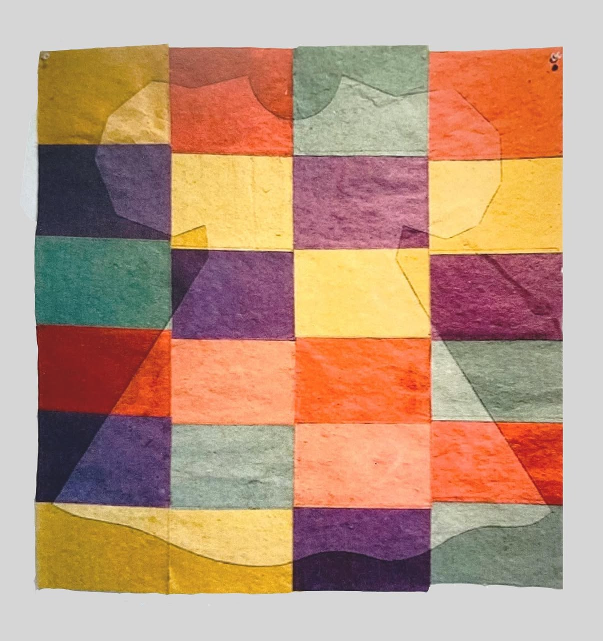  PLAID DRESS  
 Colored paper, gesso, charcoal pencil, stitching 
34" x 31”  
2019 
 