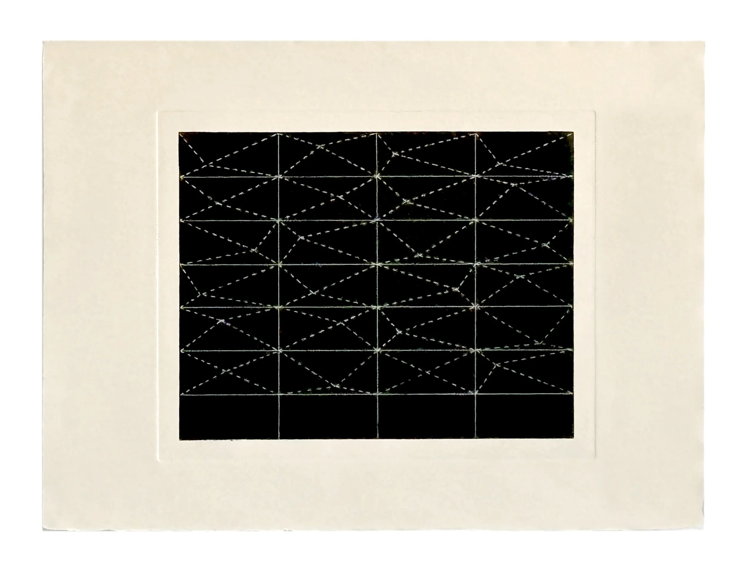  ASTRONOMY, WHITE LINES ON BLACK ll  
 Etching 
22” X 30” 
1972  
 
