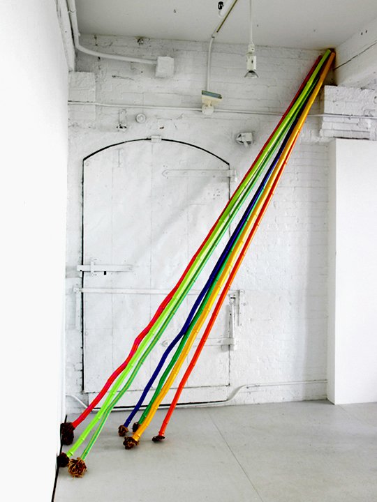  TWIZZLER  
Bamboo with roots, acrylic paint and ornaments 
13'6" 
2011 
 