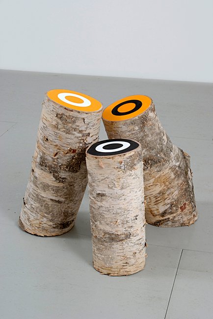  CONCLAVE  
Acrylic paint on white birch trunks 
24" X 12" 
2008 
 