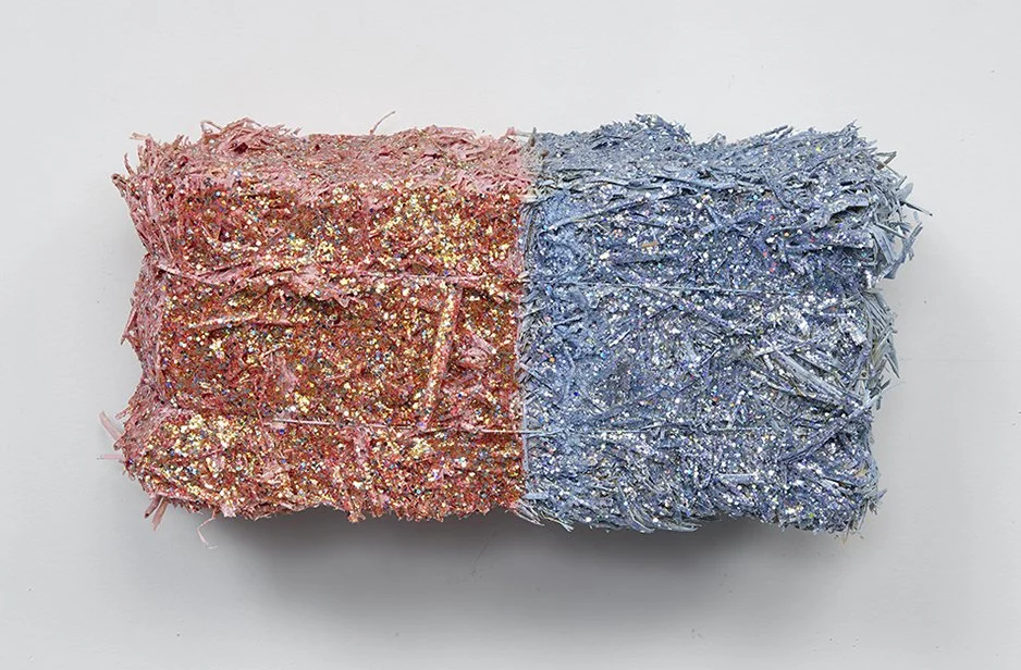  GIRL/BOY  
  Straw bale, spray acrylic
paint and glitter 
6" X 1' X 6”   2016
 