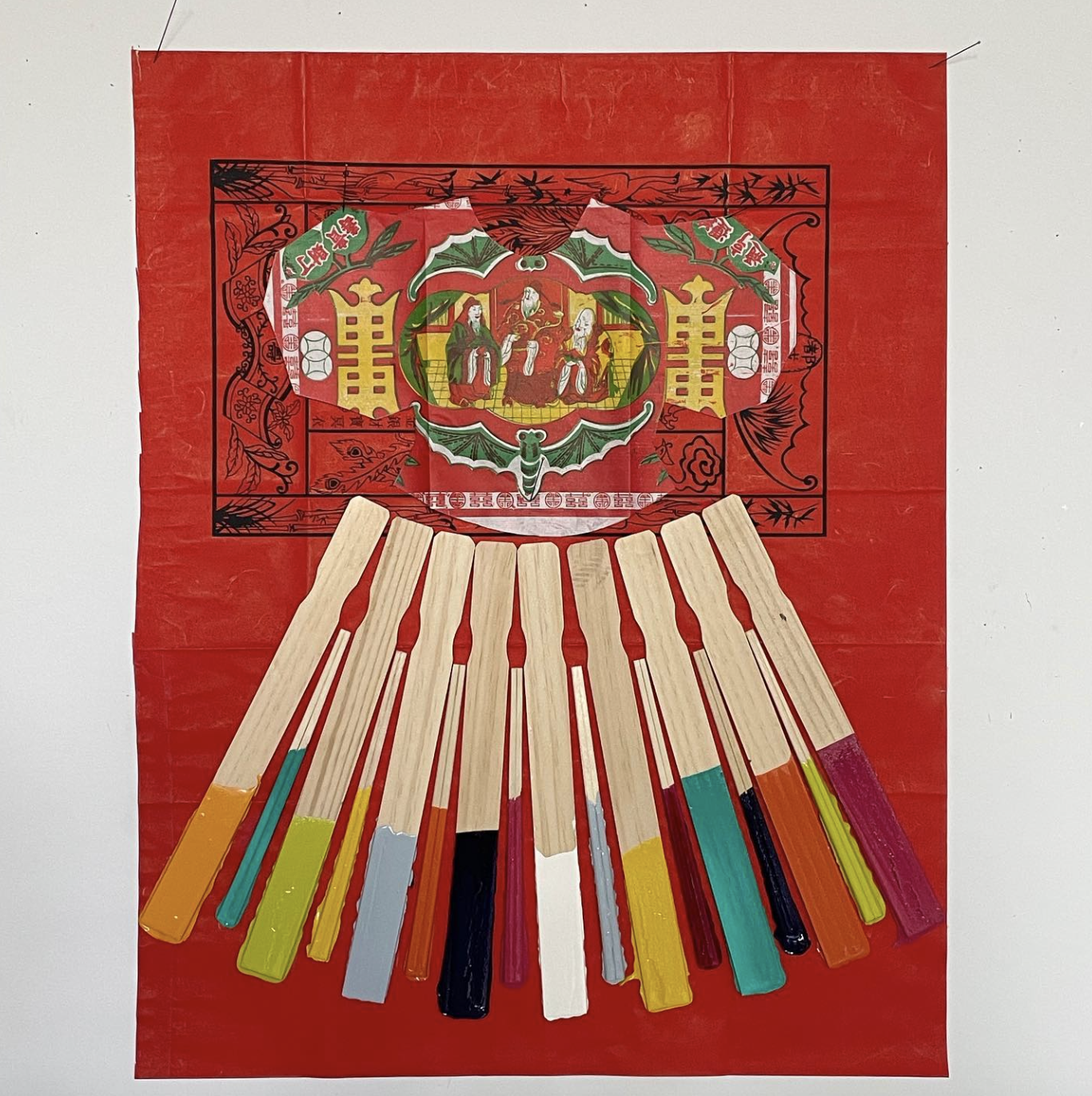  RED DRESS   
 Chinese & Thai papers, paint sticks  
26” x 21”  
2021 
 