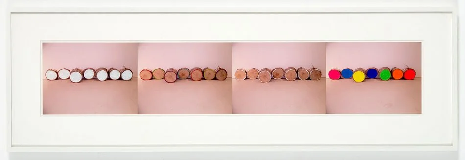  LINE-UP   
 Paint on photographs  
8" X 40"   
2007 
 