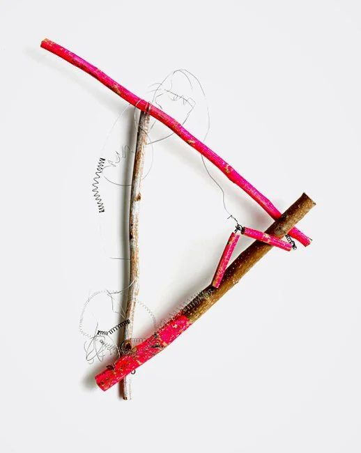  PINK TRIANGLE  
 White Birch branch, wire and acrylic paint 
28" x 24"  
2008 
 