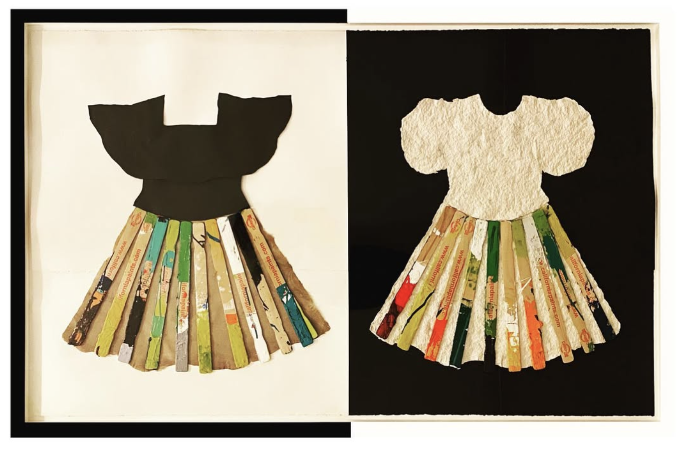  SEPARATED AT BIRTH  
 Handmade papers & acrylic paint, paint sticks 
38” X 62" (framed)  
2021 
 