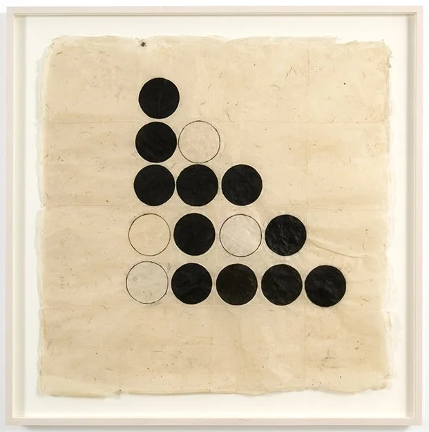  BLACK DOTS II   
 Collage, tsumi ink and charcoal on handmade paper  
36" X 36"   
2007 
 