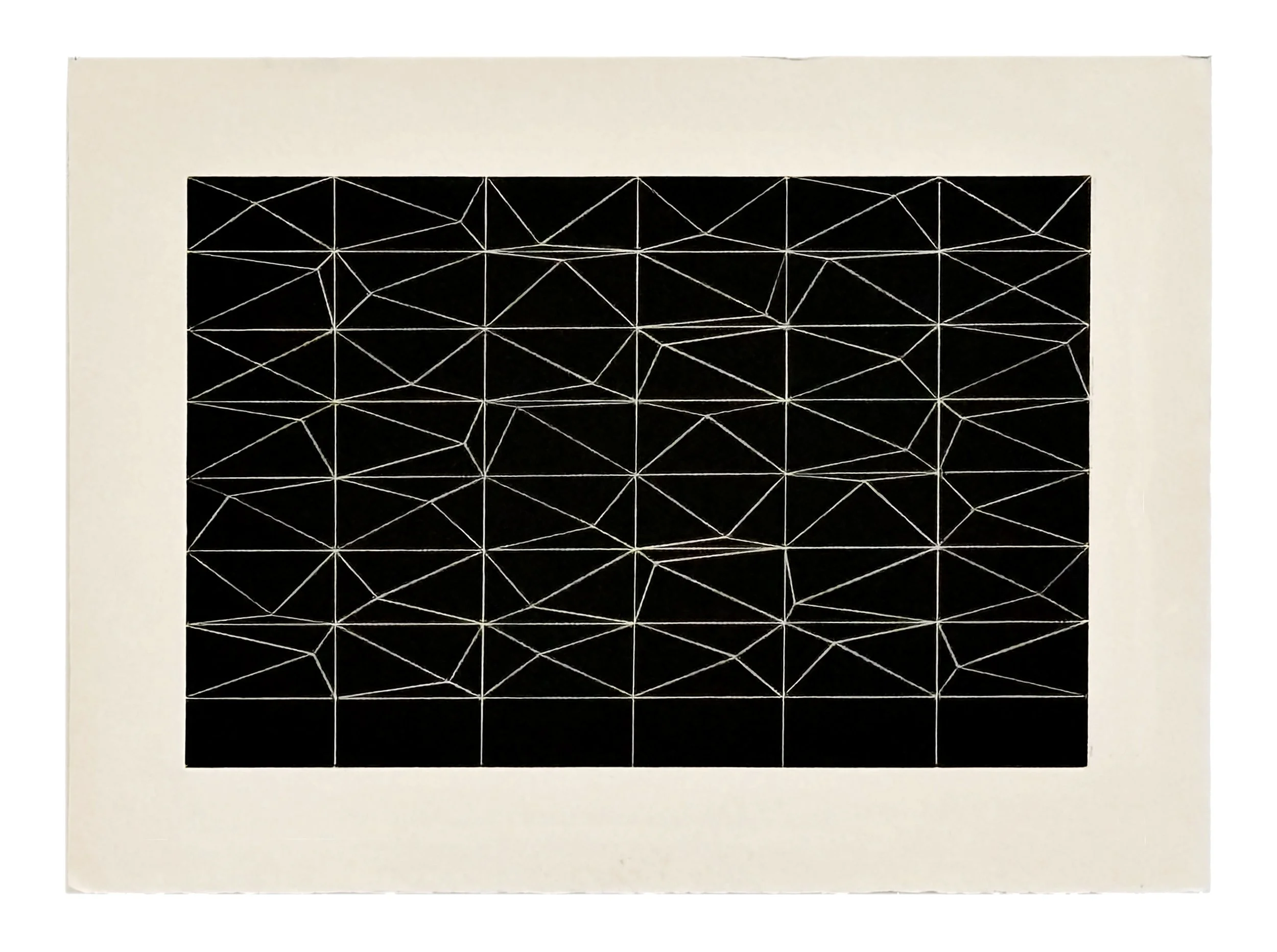 
 ASTRONOMY, WHITE LINES ON BLACK l   
 Etching 
22” X 30”   
1972  
 