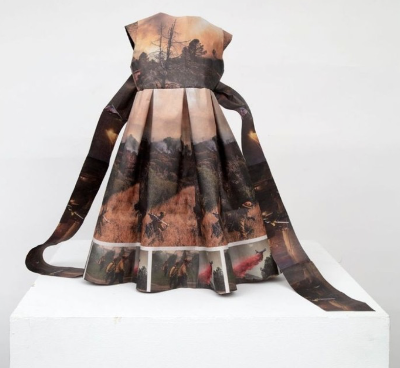  NEW YORK TIMES LITTLE DRESS XIII  
 Newspaper & thread 
31" X 14" 
2019  
 