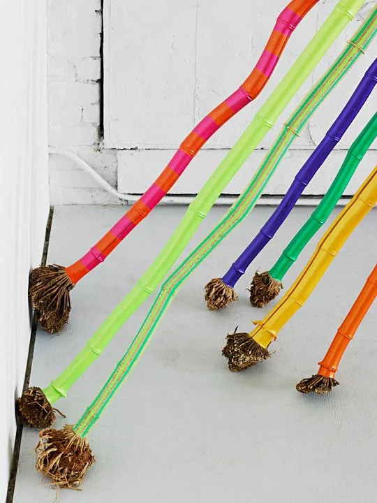  TWIZZLER,  detail 
Bamboo with roots, acrylic paint and ornaments 
13'6" 
2011 
 