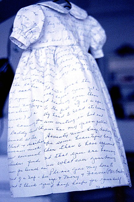  MY MOTHER'S LETTERS    Actual letters and thread  18” X 12”  2004  