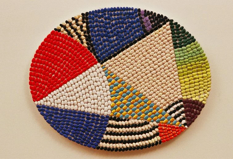  UNTITLED    Oil paint on beans, canvas  16" X 20"  1987  