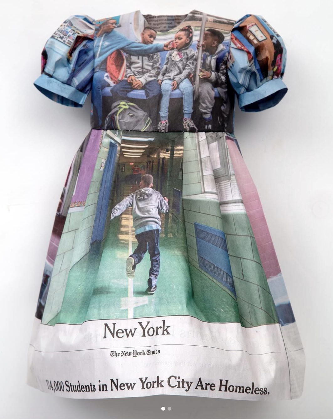  NEW YORK TIMES LITTLE DRESS XXIII  
 Newspaper and thread 
12" x 9"  
2019  
 