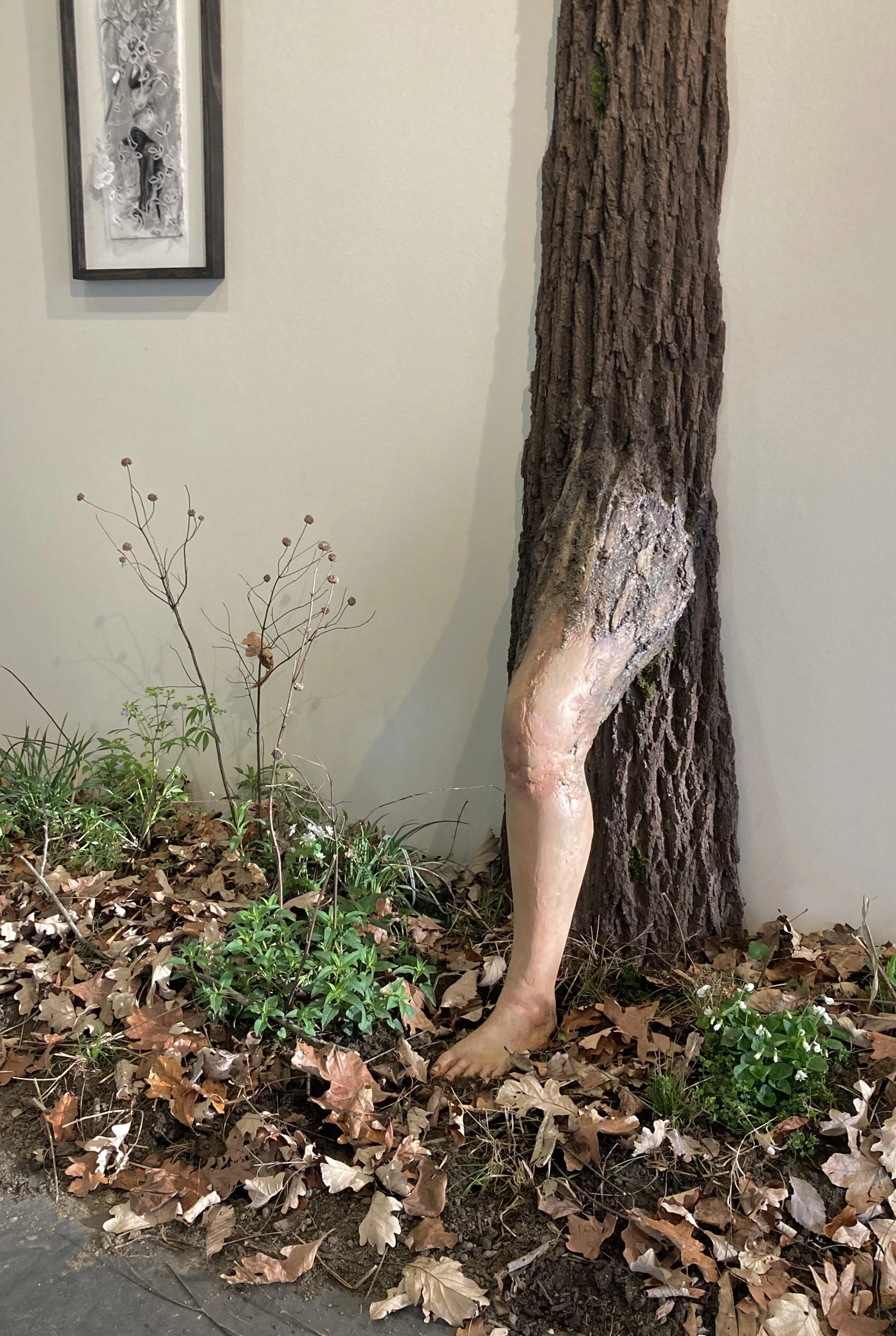 New Growth, plaster, paper pulp, acrylic paint, wood, various materials