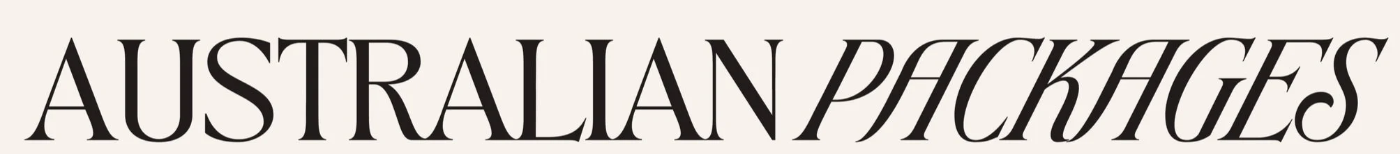 Text that reads "Australian Packages" in large, black, serif font on a white background.