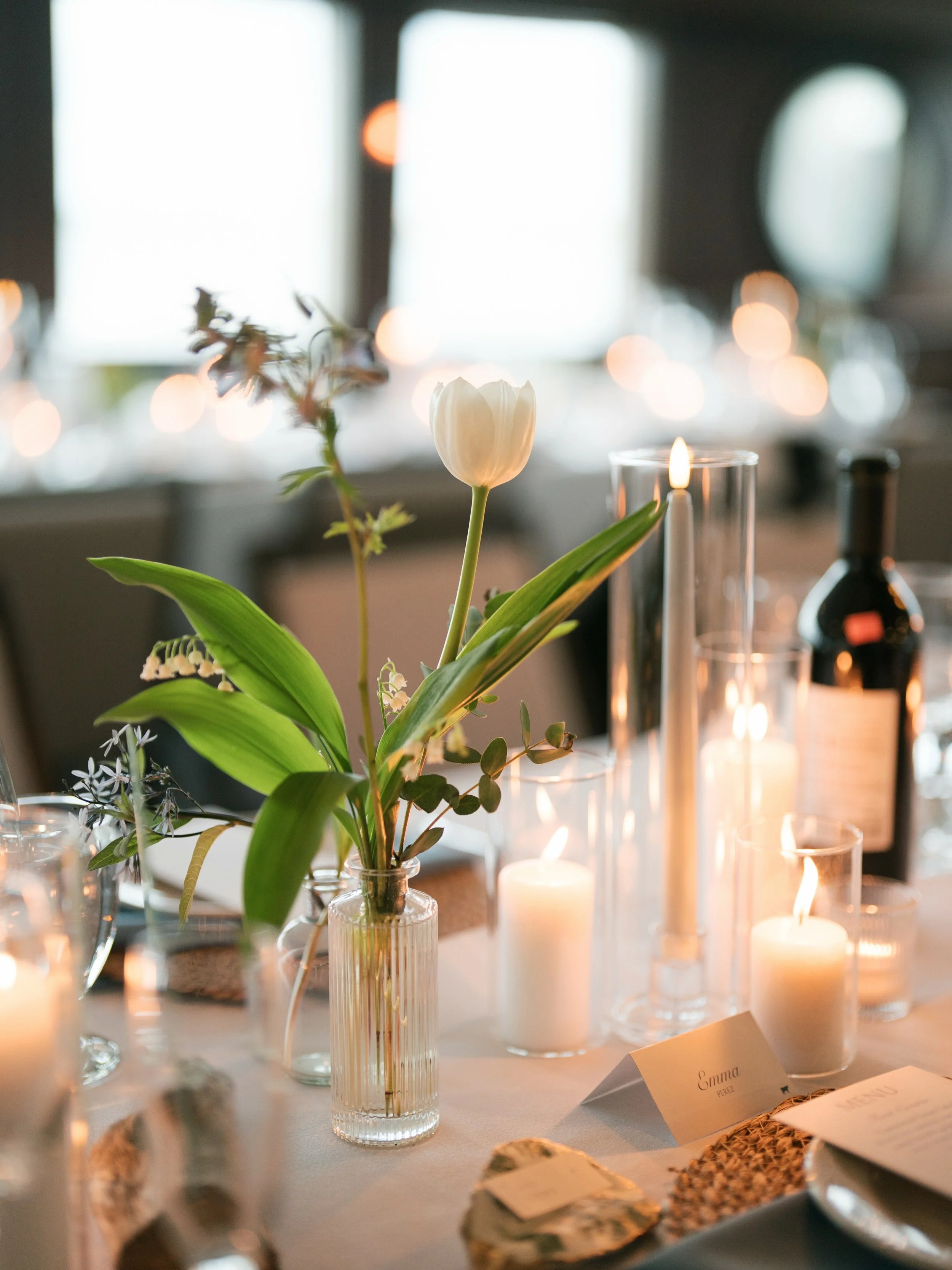 Scenes from Amanda and Nathan&rsquo;s intimate wedding ceremony and family dinner. 

The most unique ceremony at @portlandartgallery accompanied by harp music, with Ruby, the star of the show in attendance. Lush table scapes, their favorite wine, can