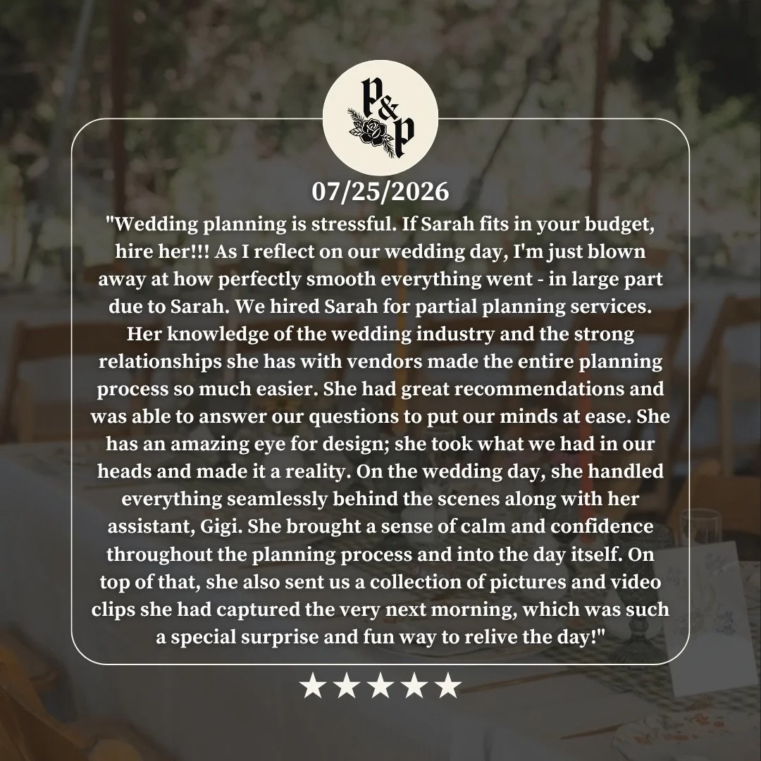 Partial planning is our most popular package for a reason! (And July was full of them) ❤️&zwj;🔥

Everyone deserves to fully experience their own wedding day. Exactly how they envisioned it. 
As your planner, nothing brings me more joy than seeing yo
