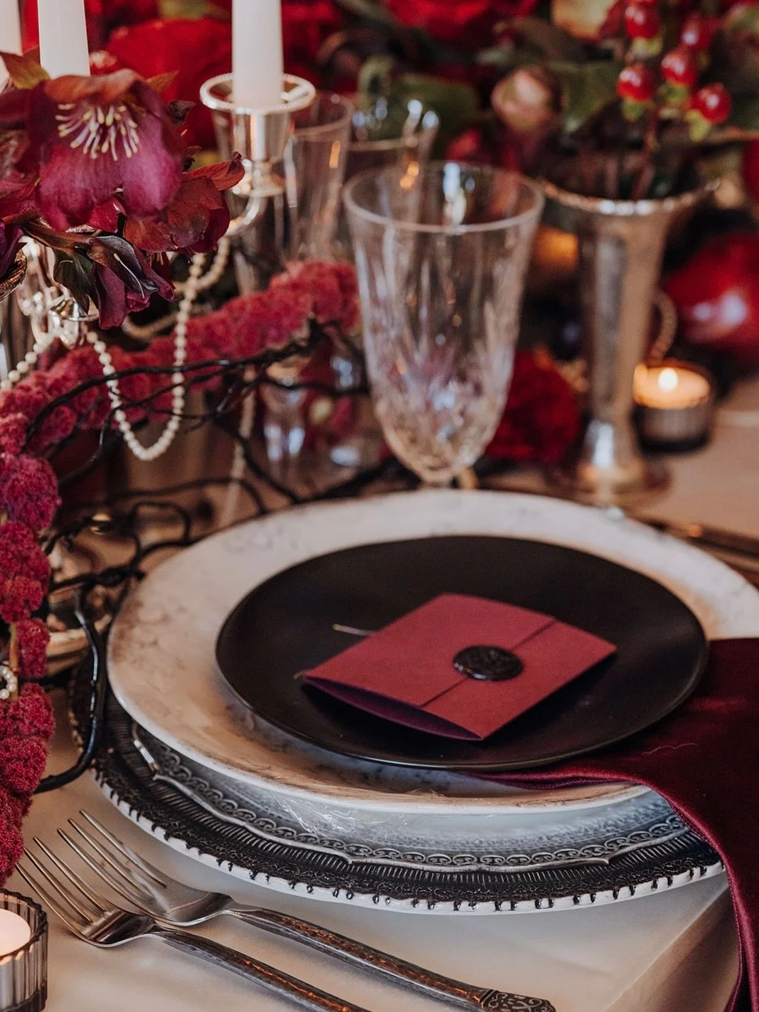 Throwing it back to this sultry styled shoot in honor of spooky season&rsquo;s arrival. 🥀

Consider this my annual plea for a Halloween wedding. 🗡️

Planning + Design: @petal.and.pine.planning + @praksplanning 
Venue: @ballastevents 
Photography: @