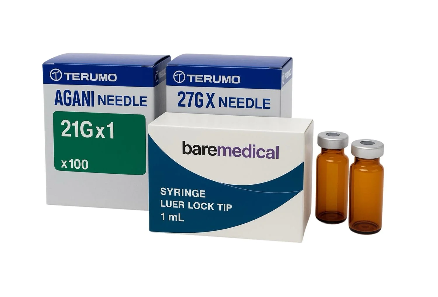 INJECTION KIT WITH 3 EMPTY STERILE VIALS