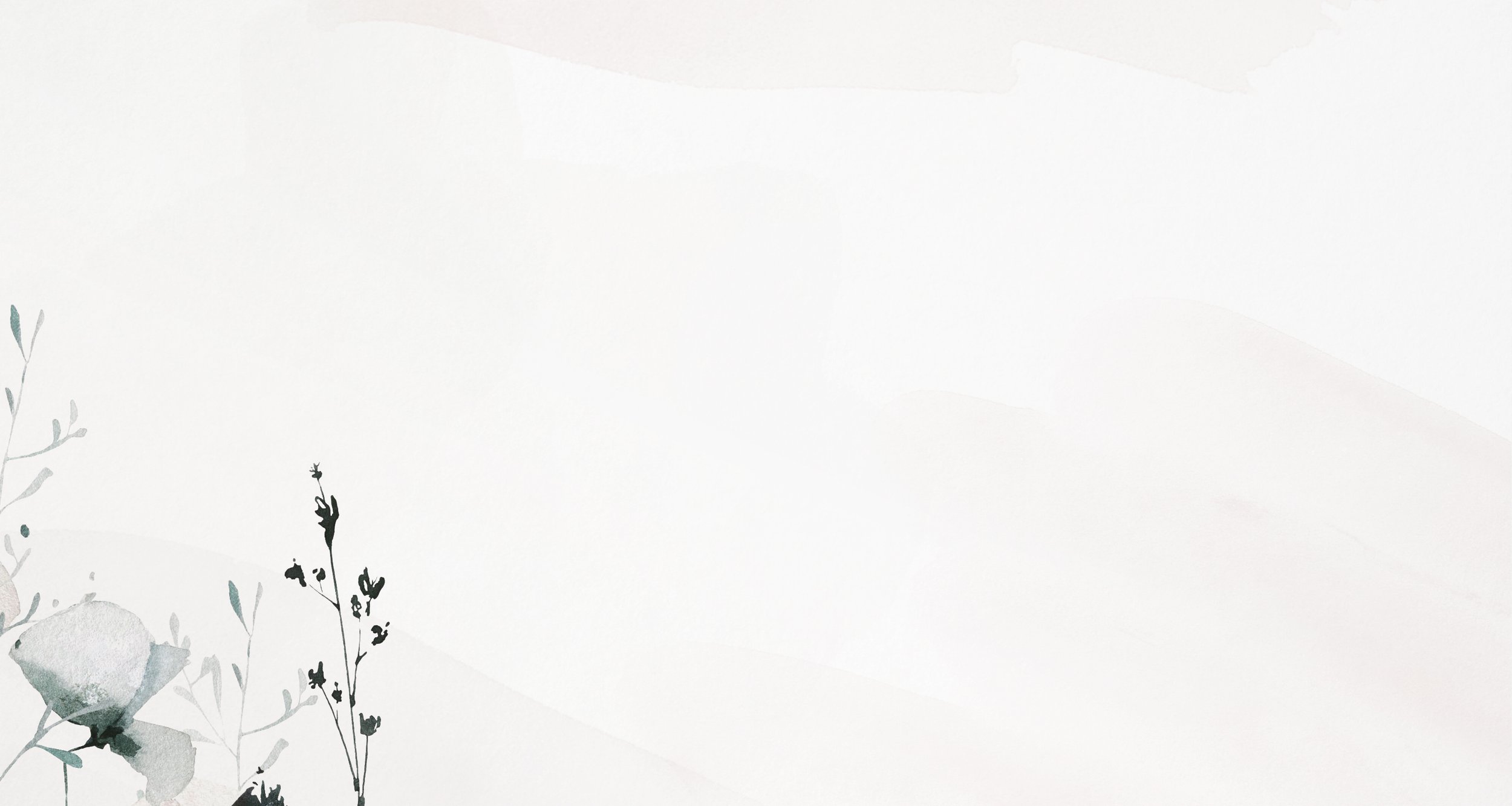 Soft watercolour floral background with delicate leaves and blooms in the corner.