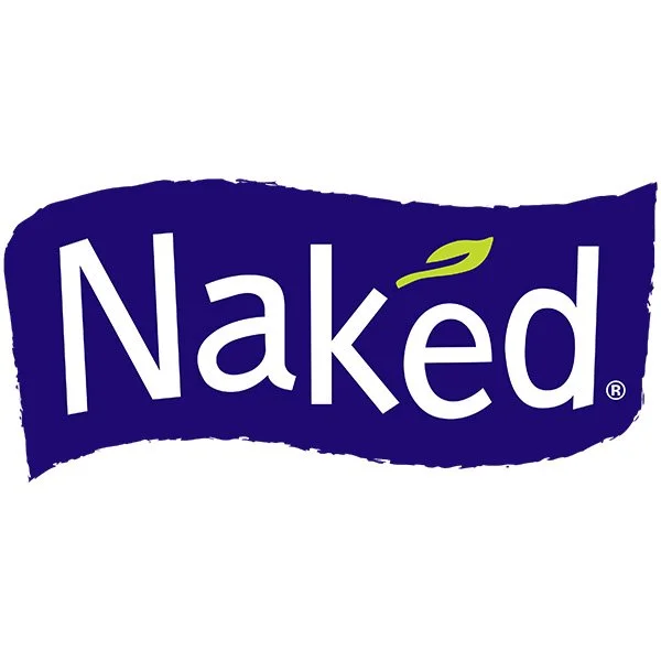 The logo for Naked features the word 'Naked' in white text on a dark purple background with a small green leaf above the 'e'.