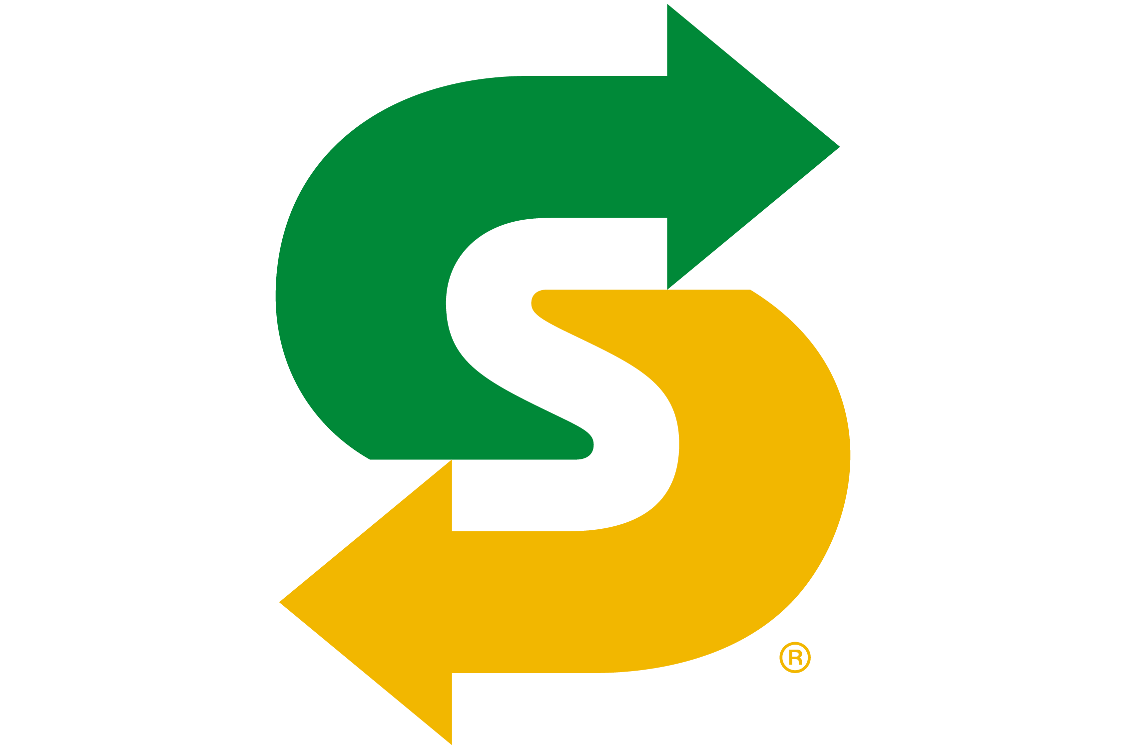 An illustration of two interlocking curved arrows, one green pointing to the right and one yellow pointing to the left, forming a circular, recycling-like symbol.