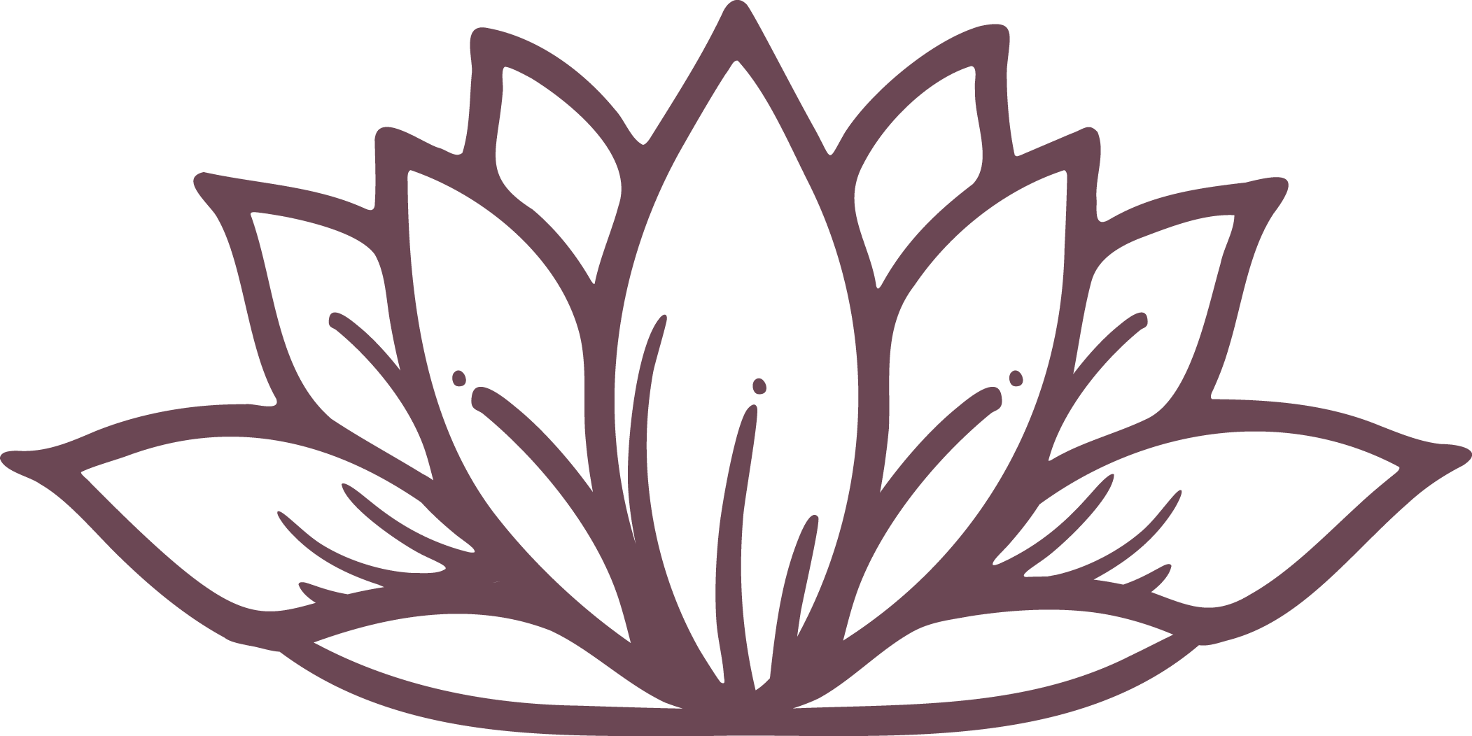 Line art drawing of a stylized lotus flower - iconography of The Apprehensive Yogi