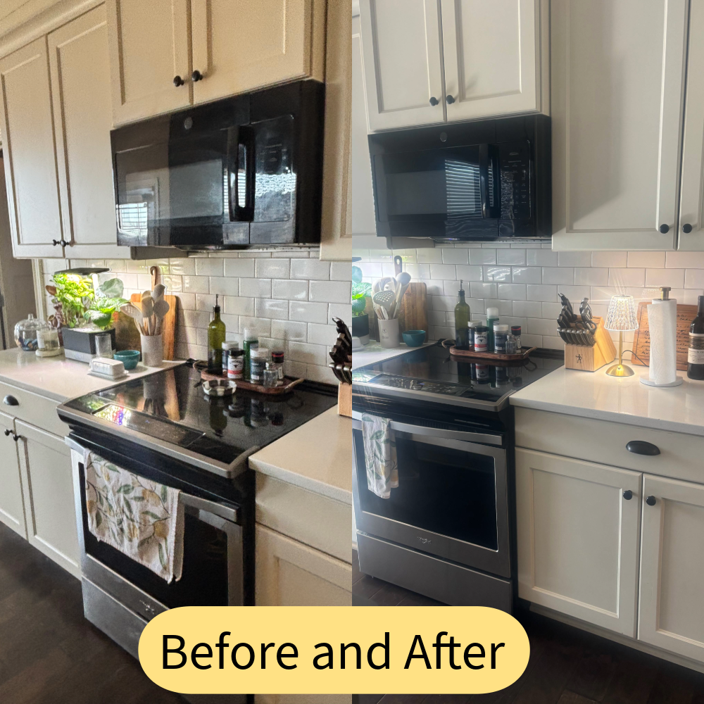 kitchen stove and range microwave before and after cleaning 