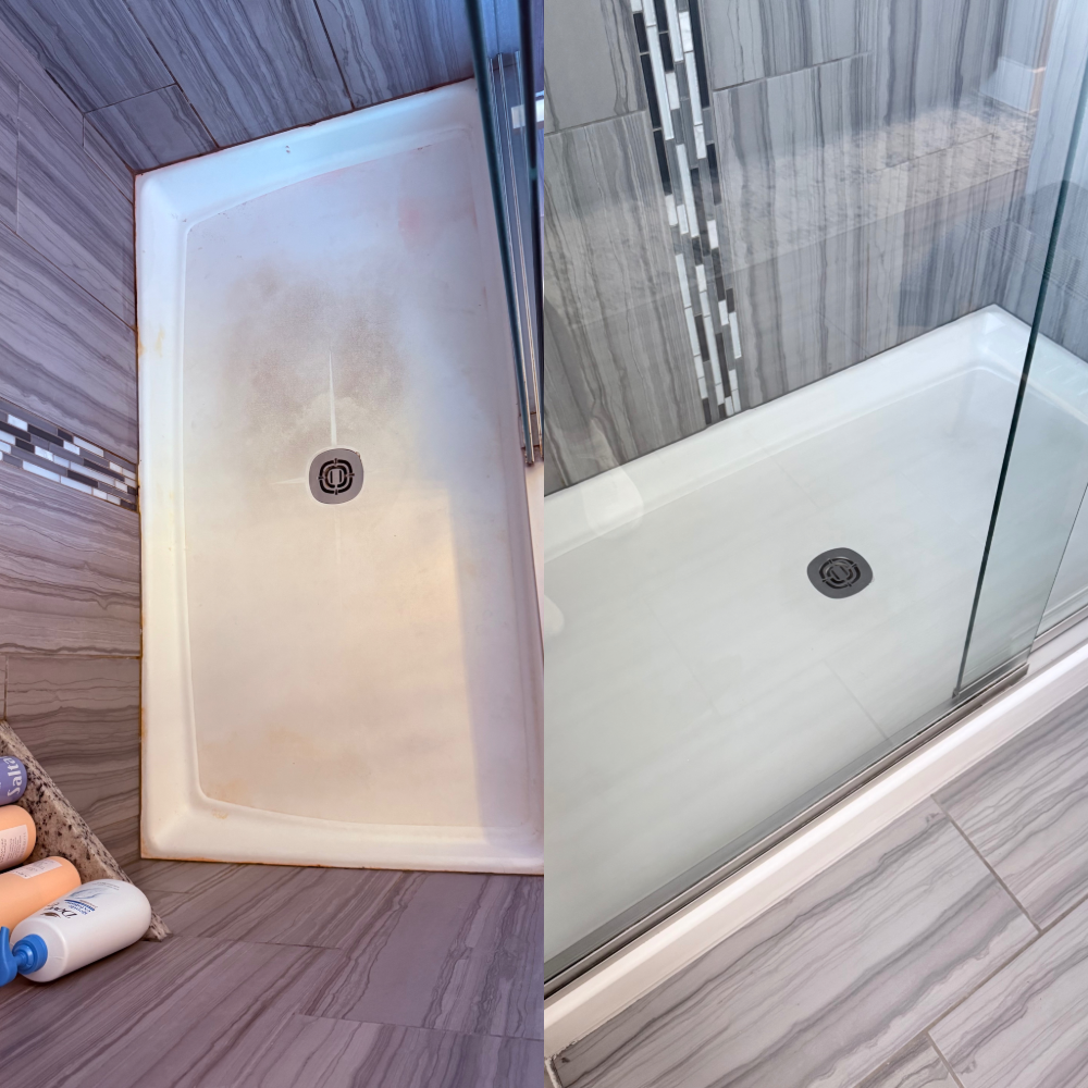 before and after of a shower