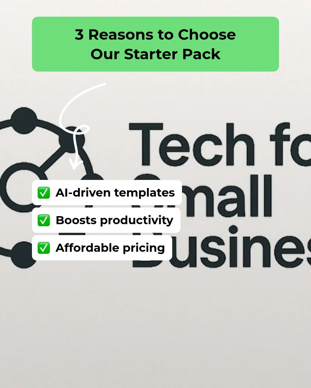 Thinking about grabbing the Starter Pack?
Here are 3 reasons it&rsquo;s the easiest win for any small business owner:

✅ AI-driven templates that save you hours
✅ Productivity boosts you feel immediately
✅ Pricing that actually makes sense

If you wa