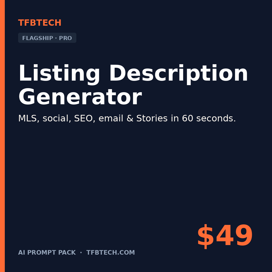 Listing Description Generator — MLS, Social, SEO in 60 Seconds